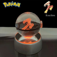 Load image into Gallery viewer, Pokemon 3D Crystal Ball Pikachu Gengar Eevee Mewtwo Anime Pokeball with Led Night Light Base
