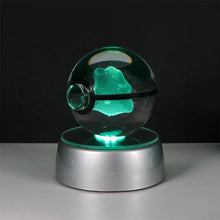 Load image into Gallery viewer, Pokemon 3D Crystal Ball Pikachu Gengar Eevee Mewtwo Anime Pokeball with Led Night Light Base
