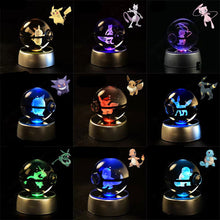 Load image into Gallery viewer, Pokemon 3D Crystal Pokeball with LED Light Base, Kids Anime Toy Gifts 2 in
