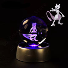 Load image into Gallery viewer, Pokemon 3D Crystal Pokeball with LED Light Base, Kids Anime Toy Gifts 2 in
