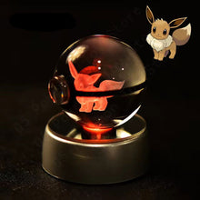 Load image into Gallery viewer, Pokemon 3D Crystal Pokeball with LED Light Base, Kids Anime Toy Gifts 2 in
