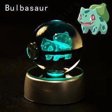 Load image into Gallery viewer, Pokemon 3D Crystal Pokeball with LED Light Base, Kids Anime Toy Gifts 2 in
