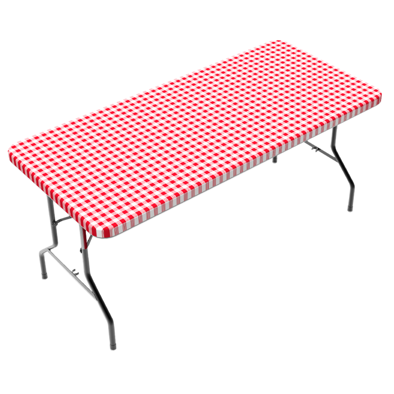 TCPlus Tablecloth 6ft White & Red Checkerboard