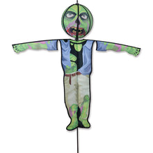 Load image into Gallery viewer, Zombie-themed Halloween yard decor Spinner with green, purple, and black colors on a white background
