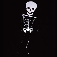 Load image into Gallery viewer, 21 foot tall Skeletal figure kite with reflective surface Great Halloween Decoration on a DARK background
