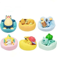 Load image into Gallery viewer, Mini Pokemon Anime Figurines, Sleeping Bean Bag Pikachu Bulbasaur Snorlax Evee Jirachi Komala 6pc Figure Set
