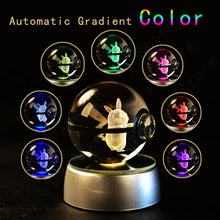 Load image into Gallery viewer, Pokemon 3D Crystal Ball Pokeballs with LED Light Base, Kids Anime Toy Gifts
