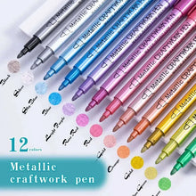 Load image into Gallery viewer, 12 Colors Metallic Markers Pens Silver Gold Paint Pens for Black Paper, Glass, Rock Painting
