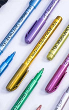 Load image into Gallery viewer, 12 Colors Metallic Markers Pens Silver Gold Paint Pens for Black Paper, Glass, Rock Painting
