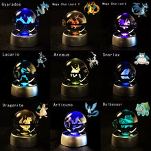 Load image into Gallery viewer, Pokemon 3D Crystal Ball Pokeballs with LED Light Base, Kids Anime Toy Gifts
