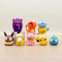 Load image into Gallery viewer, 8 PCS Silly Pokemon Mini Figurine Set, Pikachu Bulbasaur Charmander Squirtle Cute PVC Action Figures
