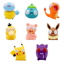 Load image into Gallery viewer, 8 PCS Silly Pokemon Mini Figurine Set, Pikachu Bulbasaur Charmander Squirtle Cute PVC Action Figures
