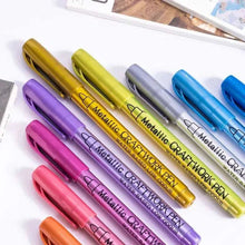 Load image into Gallery viewer, 12 Colors Metallic Markers Pens Silver Gold Paint Pens for Black Paper, Glass, Rock Painting
