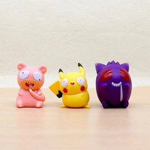Load image into Gallery viewer, 8 PCS Silly Pokemon Mini Figurine Set, Pikachu Bulbasaur Charmander Squirtle Cute PVC Action Figures
