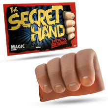 Load image into Gallery viewer, Card with a plastic hand and 'The Secret Hand' branding on a white background
