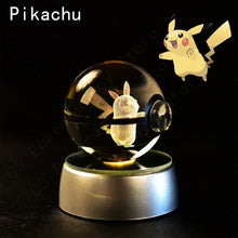 Load image into Gallery viewer, Pokemon 3D Crystal Ball Pokeballs with LED Light Base, Kids Anime Toy Gifts
