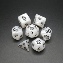 Load image into Gallery viewer, Snowy Owl - 7 Piece DnD Dice Set | Acrylic RPG Gaming Dice
