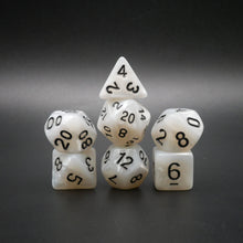 Load image into Gallery viewer, Snowy Owl - 7 Piece DnD Dice Set | Acrylic RPG Gaming Dice
