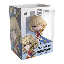 Load image into Gallery viewer, Boxed vinyl figure of Solo Leveling character Cha Hae-In with  illustration on a white background
