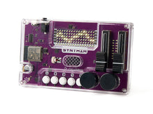 Load image into Gallery viewer, Purple electronic circuit board with buttons and connectors on a white background
