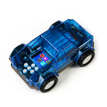 Load image into Gallery viewer, Blue toy car with transparent body on a white background
