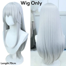 Load image into Gallery viewer, Silver wig on a mannequin head with 'Wig Only' text and length indication.
