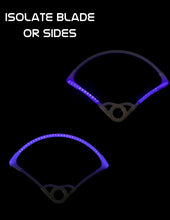 Load image into Gallery viewer, A pair of Astral Fan flow LED Fans showing blue color setting on dark background
