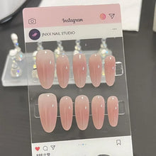 Load image into Gallery viewer, Display of pink gradient nail art designs on a card with Instagram interface at the top.
