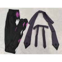 Load image into Gallery viewer, Black pants with pink accents and multiple black ties on a textured surface
