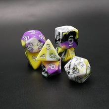 Load image into Gallery viewer, Panic Abstraction - 7 Piece DnD Dice Set | Acrylic RPG Gaming Dice
