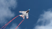 Load and play video in Gallery viewer, SuperSized Fighter Jet Nylon Kite w/ 3D Cockpit, 57 Inches Wide
