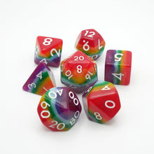 Load image into Gallery viewer, Rainbow Redux - 7 Piece DnD Dice Set | Acrylic RPG Gaming Dice

