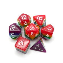 Load image into Gallery viewer, Rainbow Redux - 7 Piece DnD Dice Set | Acrylic RPG Gaming Dice
