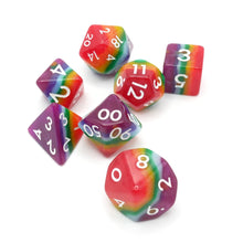 Load image into Gallery viewer, Rainbow Redux - 7 Piece DnD Dice Set | Acrylic RPG Gaming Dice
