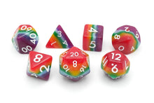 Load image into Gallery viewer, Rainbow Redux - 7 Piece DnD Dice Set | Acrylic RPG Gaming Dice

