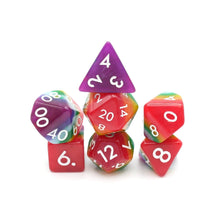 Load image into Gallery viewer, Rainbow Redux - 7 Piece DnD Dice Set | Acrylic RPG Gaming Dice
