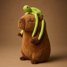 Load image into Gallery viewer, Soft Capybara Plush Toy with Turtle Backpack – Kid-Friendly Gift
