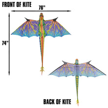 Load image into Gallery viewer, 76 Inch (6 Foot) Wingspan 3-D Nylon Blue Dragon Kite
