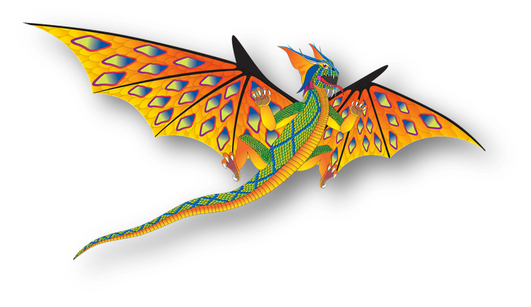 76 Inch (6 Foot) Wingspan 3-D Green Dragon Nylon Kite
