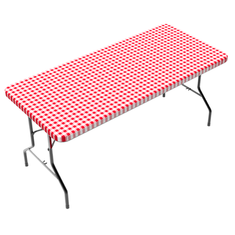 TCPlus 6ft Tablecloth White & Red Checkerboard