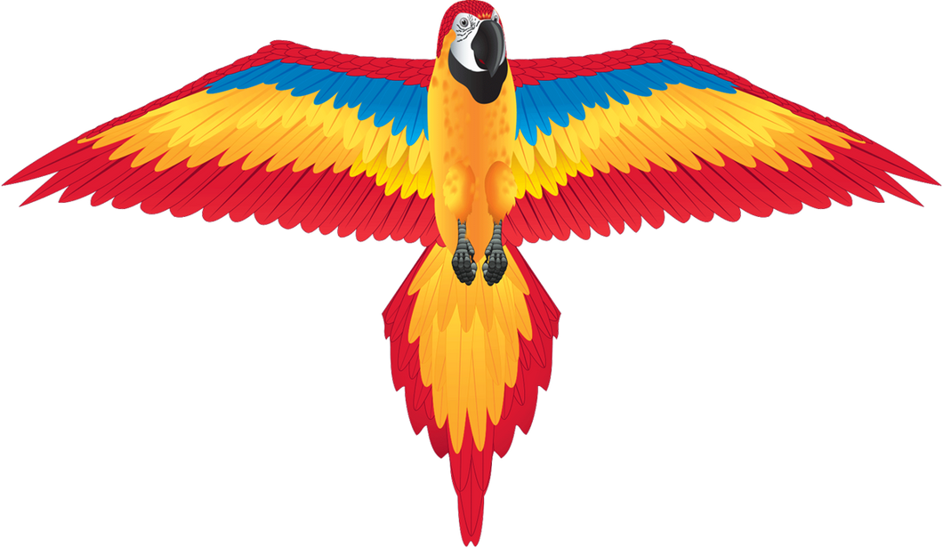 FantasyFliers Red Macaw Nylon Kite, 70 Inches Wide